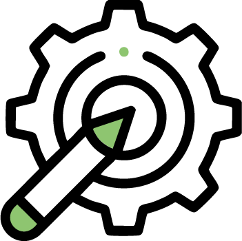 Icons d'engrenage avec un crayon au millieu qui représente les ressources