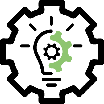 Icons d'engrenage avec un crochet au milieu qui représente l'utilisation responsable